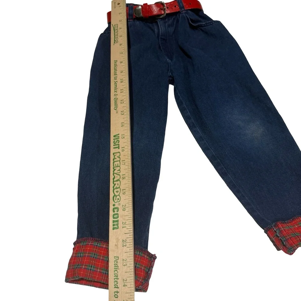 Vintage OshKosh Bgosh Girls 3pc Red Plaid Shirt Denim Jeans Skirt Set Size 6 USA